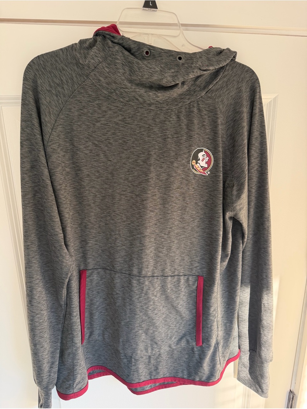 FSU Gray Pullover Hoodie with Maroon Trim - Team Logo